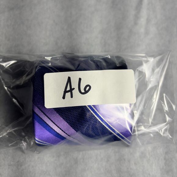 Jos. A Bank Traveler Repp Tie Mens Classic Purple Stripes 100% Silk Executive - Picture 8 of 8